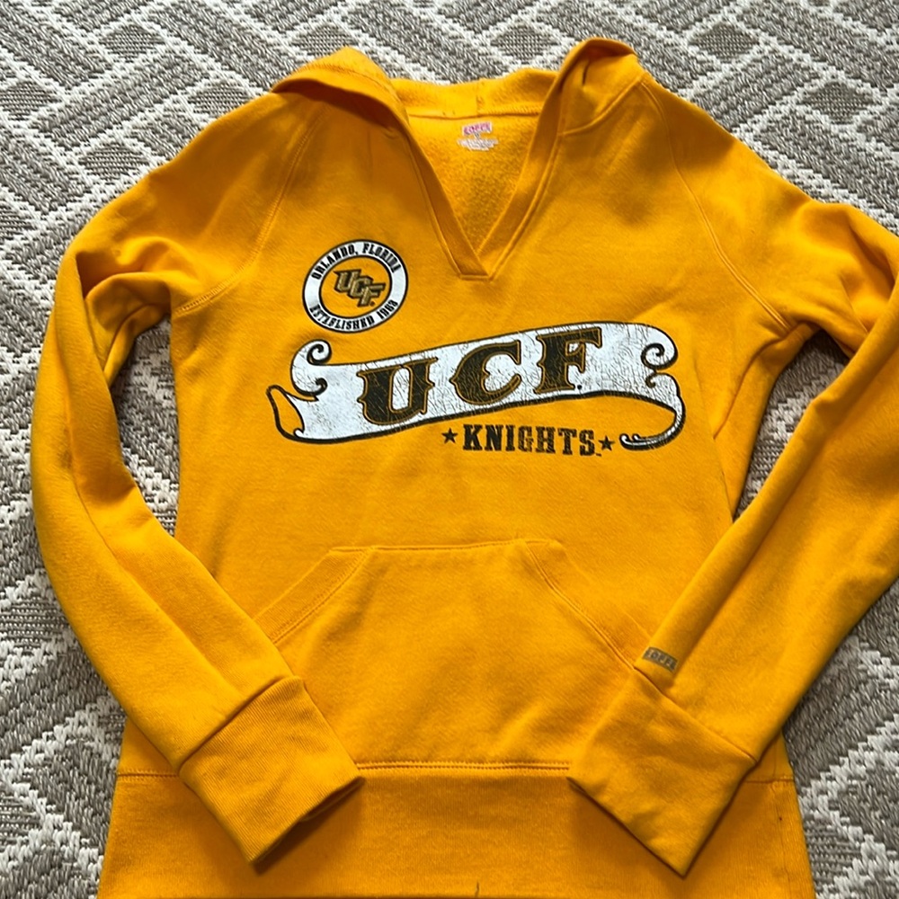 Soffe UCF Knights Yellow/Gold V-Neck Hooded Women’s Cut Medium Sweatshirt